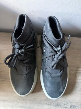 Fear of God Mens High-Top Sneakers in Black with Cream Sole